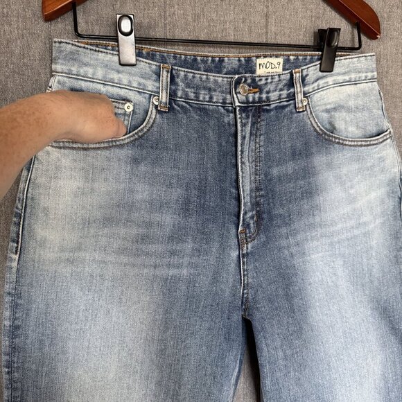 Mod9  Mod7 High Rise Light Blue Acid Wash Wide Straight Leg Unisex Jeans Size 33 - Picture 2 of 12